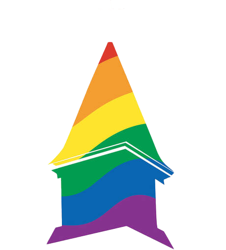 rainbow colored church graphic